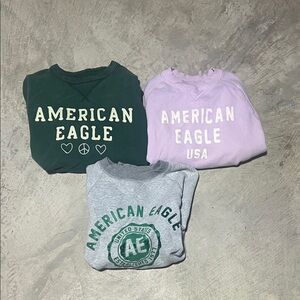 American Eagle Outfitters Sweatshirt Trio - Green, Lavender, Gray